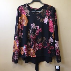 Floral two-layer shirt